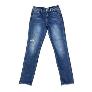 Flying Monkey Skinny Jeans Womens 26 Blue Denim Whiskers Detail Distressed